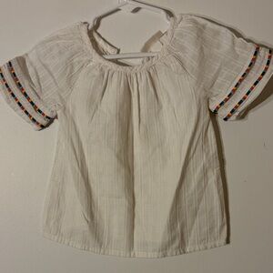 Cat & Jack White Blouse with Multicolor Trim